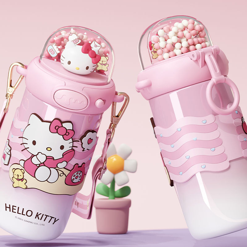 580ml Sanrio Kuromi Hello Kitty Stuff Kids Thermos Cup Bình chân không cách nhiệt Kawaii Bình nước bằng thép không gỉ dung tích lớn