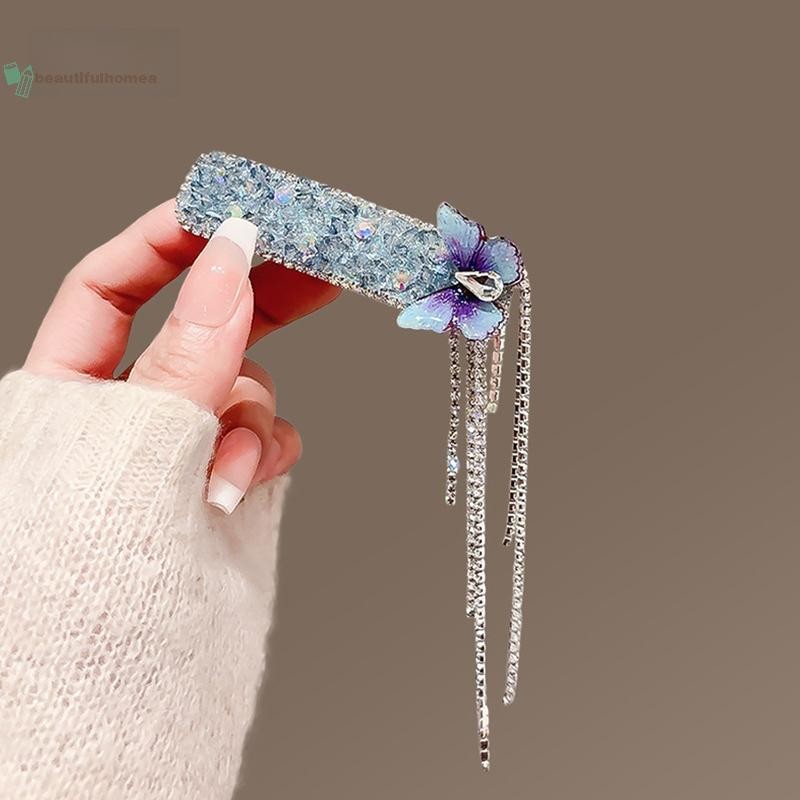 BeautifulHomeA Cổ Điển Tím sel Pha Lê Thanh Lịch Phong Cách Dân Tộc Tóc Vòng Mũ Đội Đầu Retro Phong Cách Trung Hoa Kẹp Bên Đảng VN