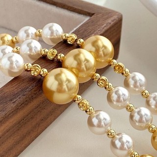 [ DAISYN ] N1045 vòng cổ ngọc trắng vàng sang trọng , dây chuyền ngọc trai nhân tạo , chuỗi hạt ngọc
