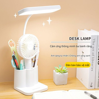 Đèn bàn thông minh INS Style ️ Điều chỉnh nhiệt độ ba màu mờ vô cấp + Giá đỡ điện thoại di động + Hộp đựng bút