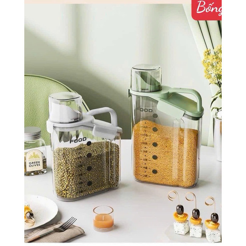 Hộp đựng hạt thức ăn chó mèo, Bình đựng bảo quản ngũ cốc các loại hạt có nắp kín chống ẩm an toàn tiện lợi cho nhà bếp