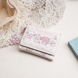 Hoạt Hình Ngọt Ngào In Hình Động Vật Ví Nữ Vuông Dễ Thương Mini Trifold Ví Tiền Mặt Tiện Lợi