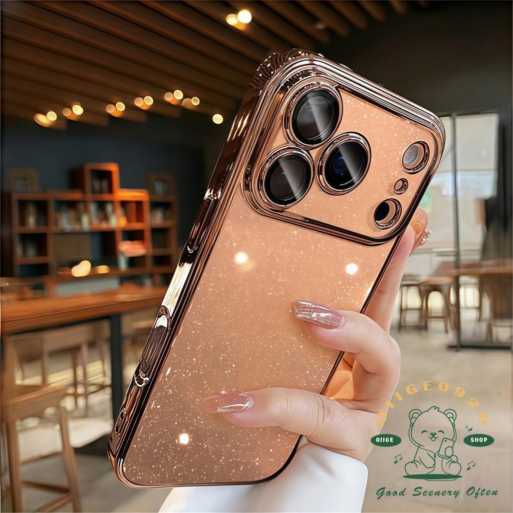 【 Ốp lưng iPhone17 】 Ốp điện thoại lấp lánh mạ siêu mỏng iphone 17 Pro Max 16 15 14 13 12 cho vỏ iPhone PC Vỏ cứng chống sốc
