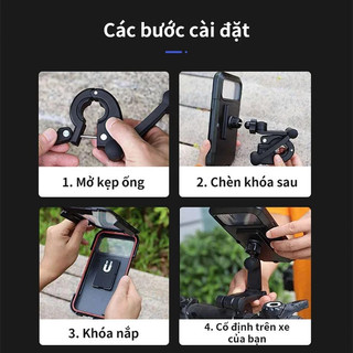 Giá Kẹp, Giá Đỡ Điện Thoại, Đi Xe Đạp Chống Nước Xoay 360 Độ