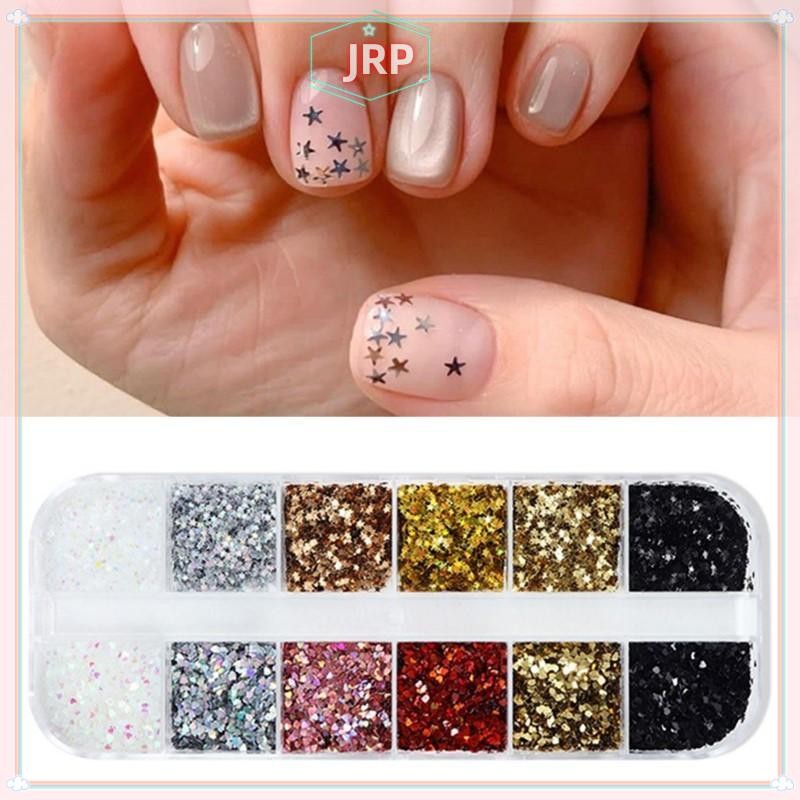 JRP 1mm Ngôi Sao Lấp Lánh Móng Tay Lấp Lánh Tình Yêu Trang Trí Móng Tay Móng Tay Thiết Kế Salon Phụ Kiện Dễ Thương DIY Nail Art Design JRP