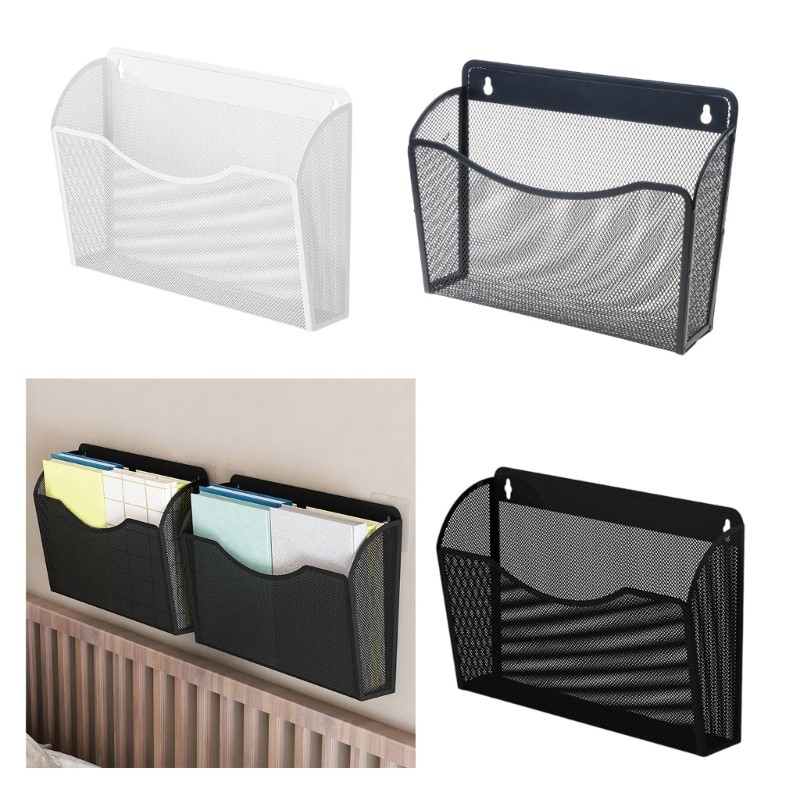[SPT *] Giá đỡ tập tin treo tường bằng lưới kim loại Tiết kiệm không gian Giá đỡ sắp xếp tập tin treo tường cho văn phòng nhà bếp tại nhà