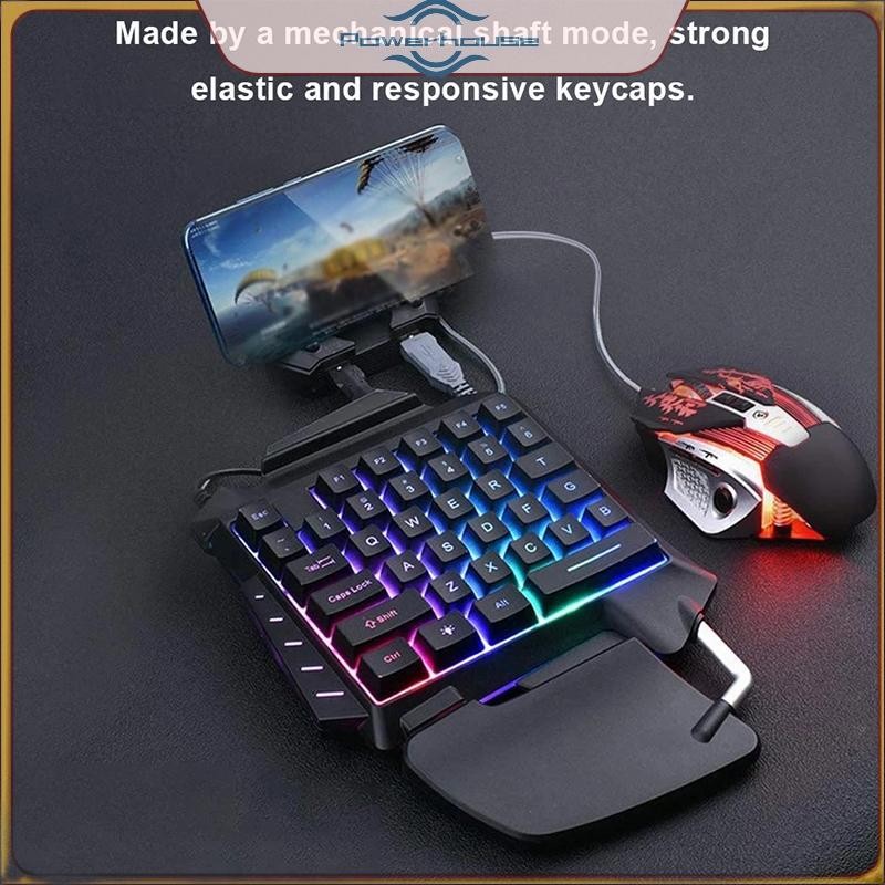 Bàn phím chơi game cơ một tay POWER Bàn phím chơi game di động có đèn nền RGB.