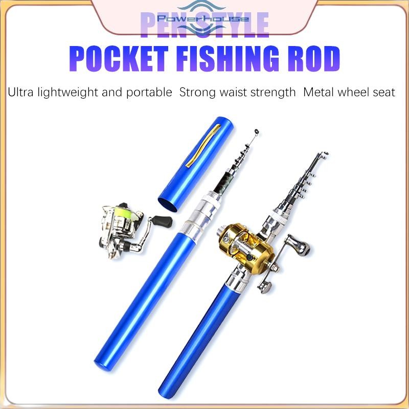 POWER Siêu Ngắn Thanh Bỏ Túi Thép Thanh Câu Cá Micro Nhỏ Cần Câu Cá 1m 1.4m 1.6 Trống Cuộn Đá Câu Cá.