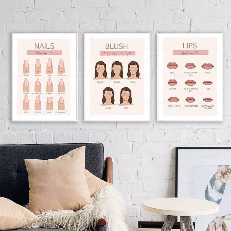 Thời Trang Móng Tay Tay Làm Móng Tay Blush Môi Poster Làm Đẹp Trang Điểm Treo Tường Nghệ Thuật Canvas Tranh In Hình Ảnh Thẩm Mỹ Viện Trang Trí Phòng