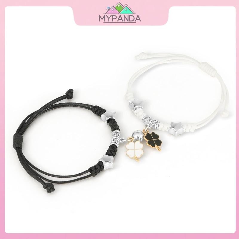 Vòng tay túi đôi thời trang nữ MYPANDA với bùa cỏ bốn lá và khóa trái tim
