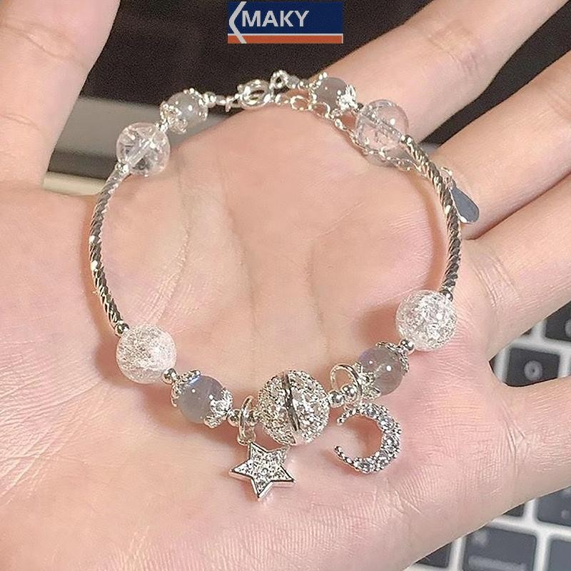 Onetimingcool Thời Trang Ngọt Ngào Pha Lê Đính Hạt Vòng Tay Cho Bé Gái Ngôi Sao Mặt Trăng Mặt Dây Chuyền Vòng Tay Trang Sức Phụ Kiện Tình Bạn Quà Tặng VN