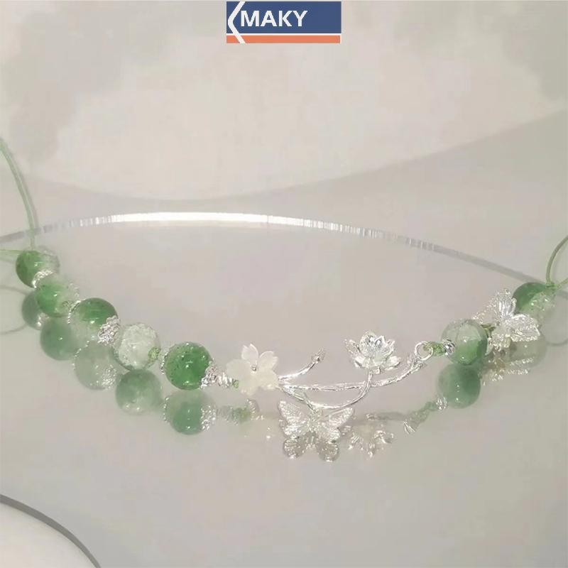 Onetimingcool Phong Cách Trung Hoa Giả Ngọc Sen Đính Hạt Vòng Tay Nữ Trang Sức Quà Tặng Thiết Kế Thời Trang Mặt Dây Chuyền Vòng Tay VN