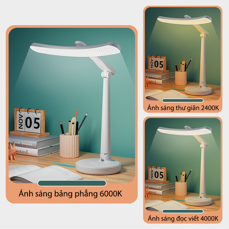 Đèn học 3 chế độ sáng chống cận, bật tắt cảm ứng pin sạc 4000mAh bảo, bảo Vệ Mắt Bé