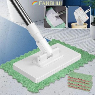 Cây lau nhà rảnh tay FANGHUI, kẹp 3 cây lau bụi bằng vải tái sử dụng, 360° Đầu xoay Cây lau nhà không rửa Loại bỏ bụi