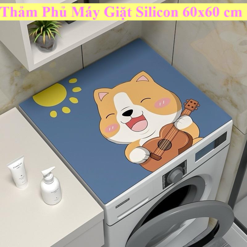 Thảm Phủ Máy Giặt Cửa Trước Silicon In Họa Tiết Kích Thước 60x60 Cm