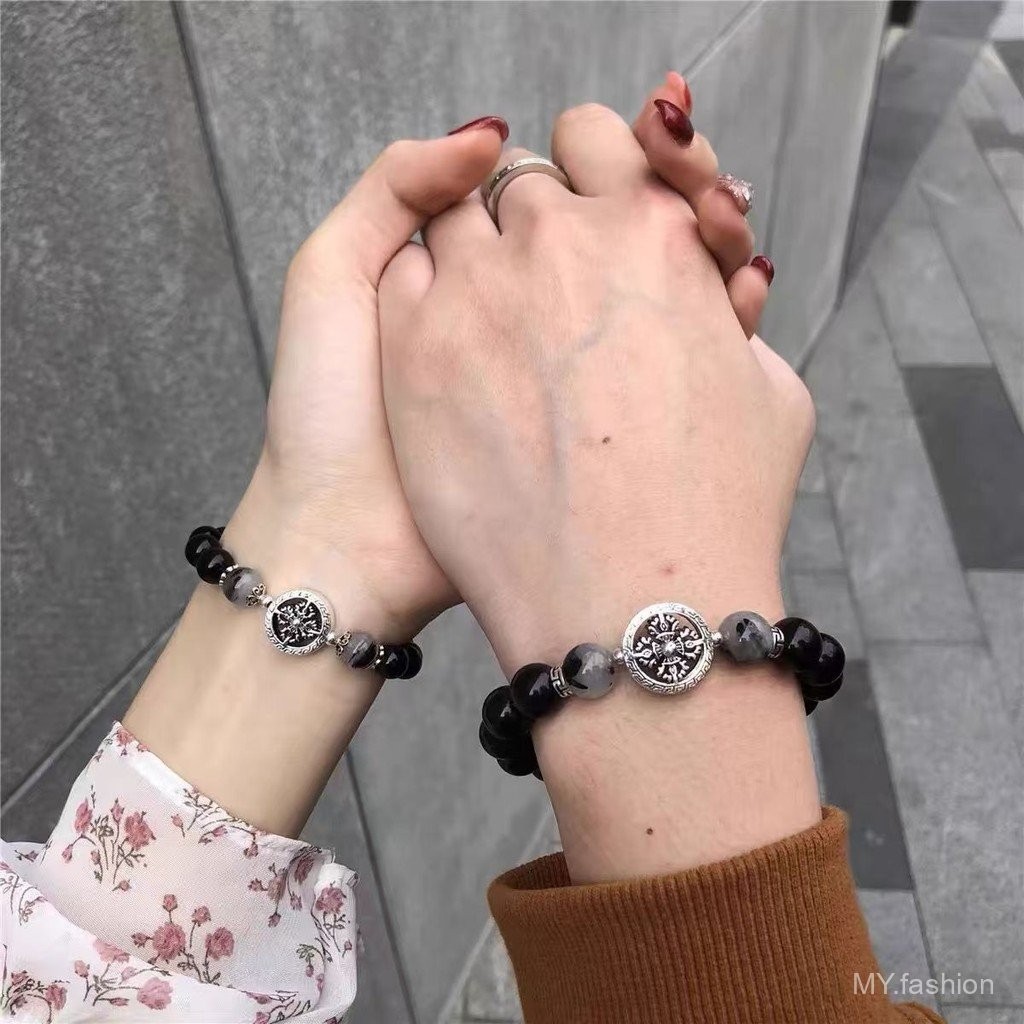 Vòng Tay Cặp Đôi Nam Nữ Phong Cách Cao Cấp, Sang Trọng từ Ins Obsidian