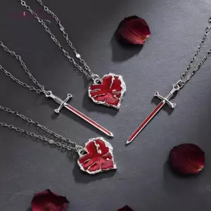 AqToCna Thời Trang Và Đẹp Mô Phỏng Thanh Kiếm Trái Tim Nelace Bộ Thanh Lịch Nam Nữ Áo Len Dây Xích Xương Cổ Dây Chuyền Cặp Đôi Quà Tặng AqToCna