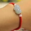 Vòng tay đôi Jade Pixiu - Dây dệt tay màu đỏ / đen - Jade Pixiu - Wealth Luck Zodiac