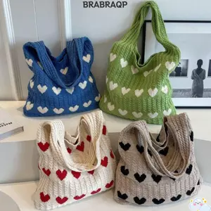 Túi đeo vai BRBRAA, Túi tote dệt kim dệt kim rỗng dung tích lớn, Dây đeo vai rộng thời trang mở Top Nhẹ cảm giác Ví tote Sử dụng trong trường học