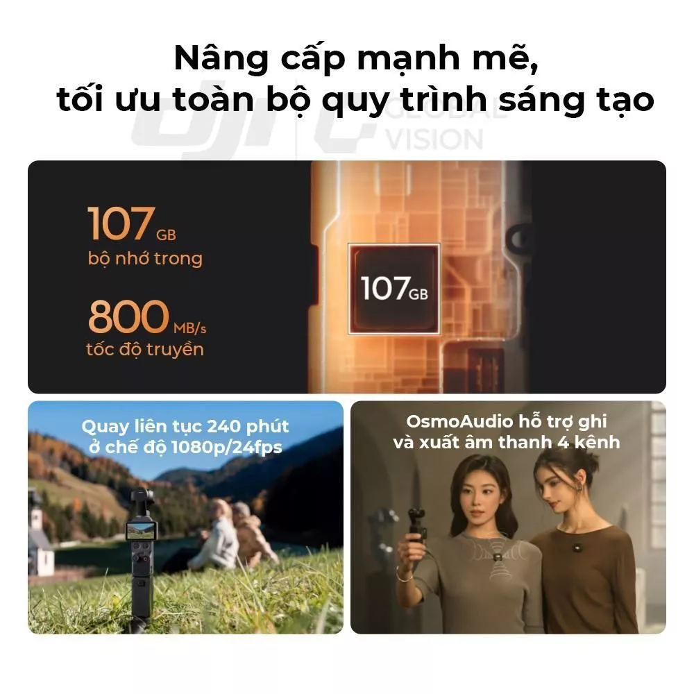DJI Osmo Pocket 4 - Camera quay vlog bỏ túi nhỏ gọn, cảm biến 1-inch CMOS, quay 4K/240fps, bộ nhớ trong 107GB