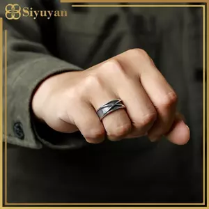 Siyuyan Retro Thời Gian Không Gian Goku Bla Nhẫn Punk Gothic Mở Nhẫn Dành Cho Nam Handmade Unisex Thiết Kế Trang Sức Phụ Kiện Anime Người Yêu Quà Tặng VN