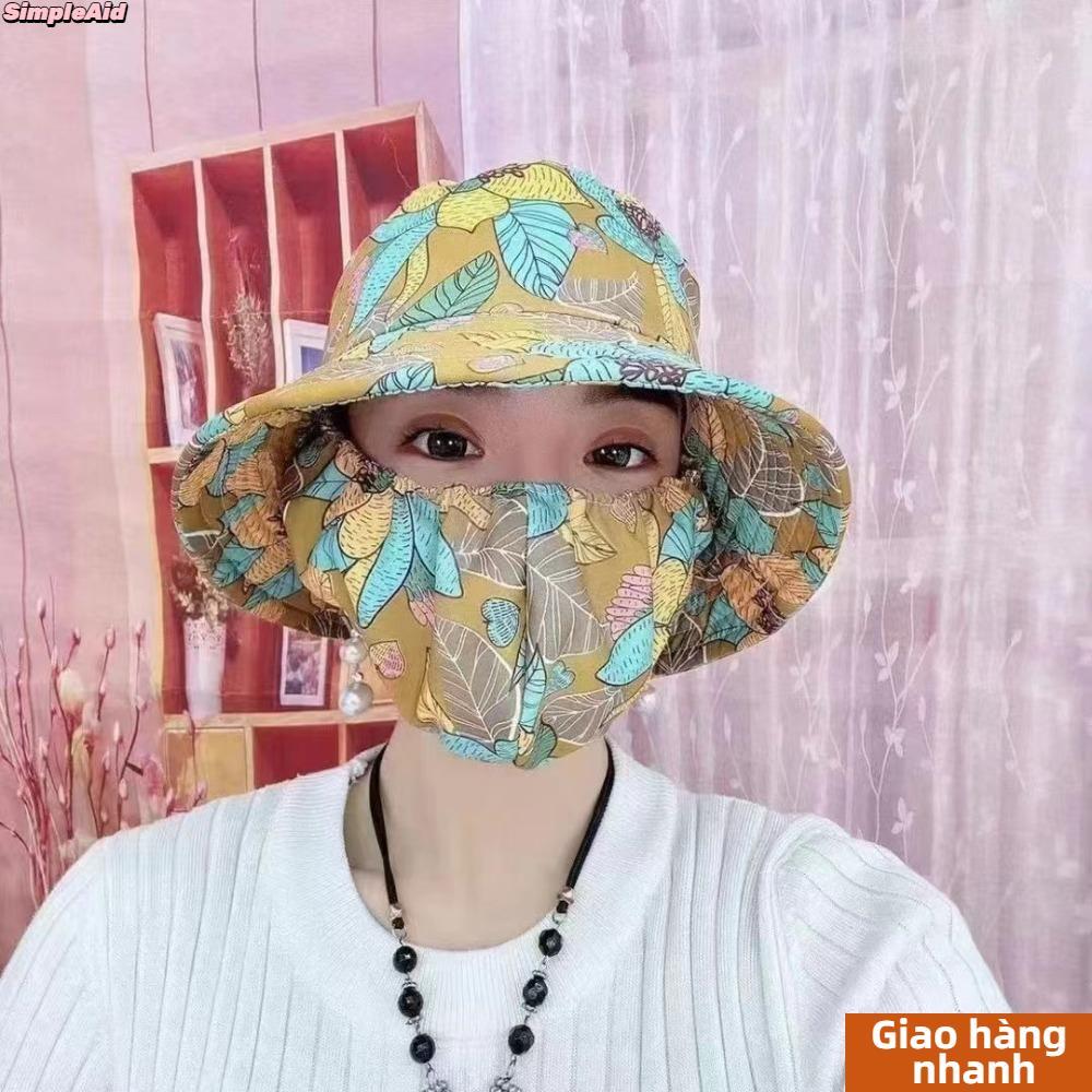 [Vận chuyển nhanh] Mũ hái trà SIMPLEAID, Mũ làm việc nông nghiệp chống tia cực tím cổ, Khăn choàng bán chạy Mũ đuôi ngựa vành rộng dành cho nữ Bốn mùa