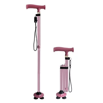 Gậy chống gập bằng hợp kim nhôm dành cho người già, chống trượt, nhẹ, có thể thu gọn, gậy bốn chân cho người cao tuổi.