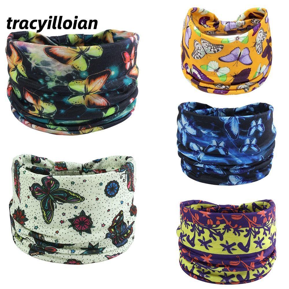 TRACEILLOIAN Yoga Sport Headband, Vintage Thắt Lưng Co Giãn Turban, Thời Trang Rộng Vành Bohemian Bướm Cotton Khăn Tóc