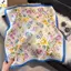 < YEI > Khăn trùm đầu bằng Satin vuông Silky 70cm Thiết kế hoa dành cho nữ Thời trang Tóc Ne Phụ kiện Quà tặng Mới
