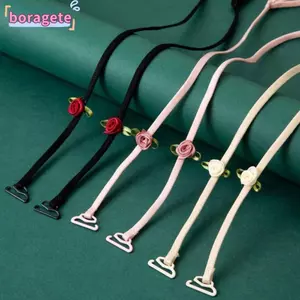 Dây đeo áo ngực BORAGETE, Dây đeo vai có thể điều chỉnh chống trượt, Dây đeo đồ lót hoa hồng co giãn vô hình thời trang Váy dự tiệc cưới