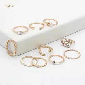 PNPIA- 10 Cái / bộ Nhẫn Ngôi Sao Mặt Trăng Nữ Bé Gái Bohemian Bộ Trang Sức Quà Tặng Phụ Kiện