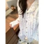 Đồ Ngủ Có Đệm Ngực, Áo Cardigan Ren Cổ Ve Áo Mùa Xuân Hè Cho Nữ, Bộ Đồ Mặc Nhà Dài Tay Ngọt Ngào