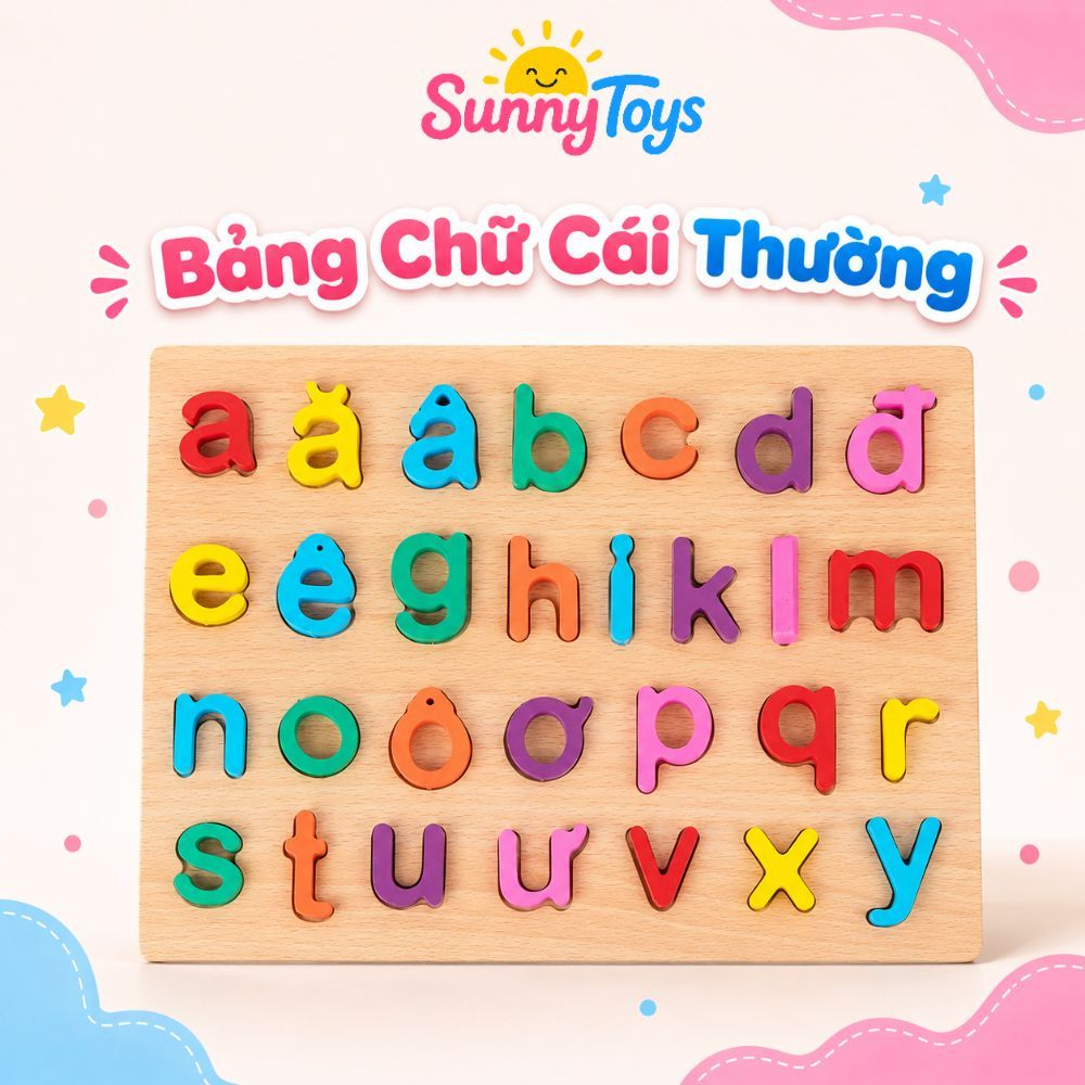 Bảng Ghép Chữ Số Gỗ Nổi SunnyToys - Bé Học Tiếng Việt Và Đếm Số Qua Trò Chơi