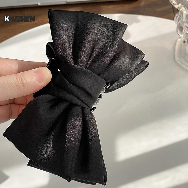 KUZHEN Nơ Lớn Kẹp Tóc Vuốt Thời Trang Cho Nữ, Phụ Kiện Tóc Trắng HOT