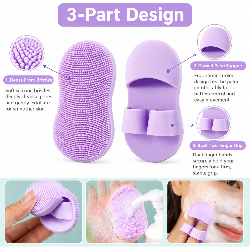 Bàn chải lông silicon mềm có thể tái sử dụng, để rửa mặt, đơn đặt hàng dụng cụ chăm sóc da