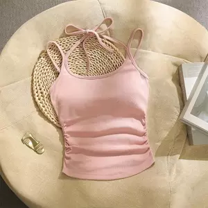 Pháp Dopamine Pure Desire Gợi cảm Sling Cô gái nóng bỏng xếp ly Slim Short Laced-Up Bottoming Top