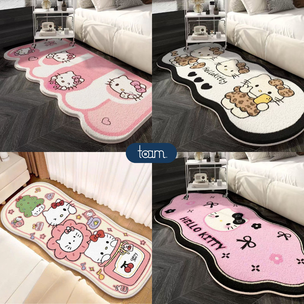 Thảm Trải Sàn Lông Cừu Hello Kitty Cashmere Mềm Mại HOMIE, Thảm Dài Chùi Chân Decor Phòng Ngủ, Khách