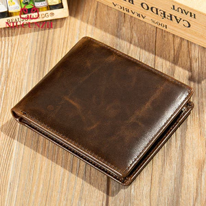 Ví da nam da bò lớp đầu 65798 | Thiết kế ngắn 2 nếp | Công nghệ may chỉ bền chống mài mòn | Chức năng chống quét trộm thông tin | Phong cách cổ điển thương mại | Ví đựng thẻ nhiều ngăn