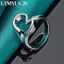 URMYLADY Bạc 925 Trái Tim Charm Nhẫn Nữ Cưới Đính Hôn Trang Sức Thời Trang