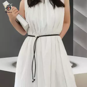 Dây da thắt lưng nữ tròn thời trang, dây buộc trang trí váy áo len mới