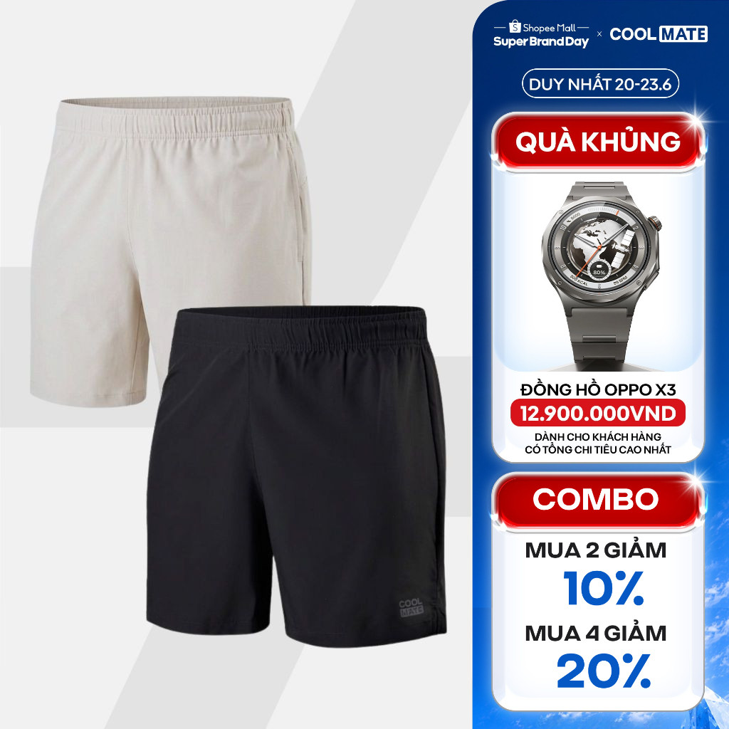 [MUA 4 GIẢM 20%]Combo 2 quần Shorts Thể Thao 5" Moving nhanh khô, thoáng mát Coolmate