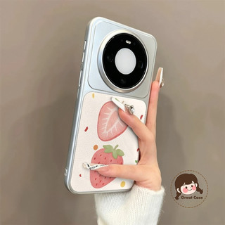 Ốp Điện Thoại Dâu Tây Sang Trọng Cho OPPO A98 A96 A80 A60 A79 A78 A77 A76 A58 A57 A56S A54S A95 A94 A92 A9 A74 A73 A72 5G 4G Ốp Lưng Da PU Dễ Thương Chống Rơi Vỏ Mềm