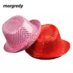 Mũ Jazz MARGREDY, Cosplay Sequins Panama Cap, Hóa Trang Thời Trang Sáng Bóng Sân Khấu Múa Mũ Nam Nữ
