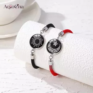 AqToCna 2 Cái / bộ Dạ Quang Cặp Đôi Mặt Trăng Vòng Tay Dành Cho Nữ Có Thể Điều Chỉnh Dây Dệt Quyến Rũ Tình Bạn Bạn Gái Dự Tiệc Trang Sức Quà Tặng AqToCna