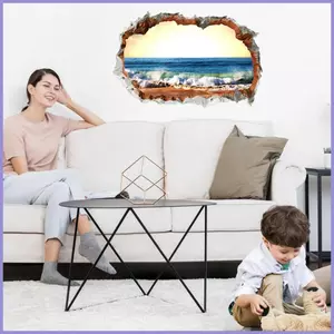Bãi Biển Cảnh Dán Tường Seascape Dính Giấy Dán Tường Dính Cảnh Quan Biển Vỡ Lỗ Cát Bãi Biển Decal Dán Tường Cửa Sổ mueadsyvn