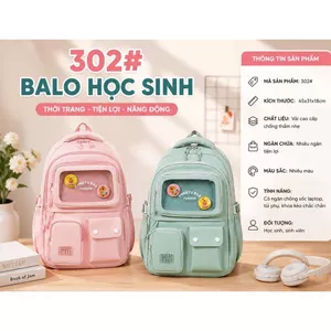 Balo Học Sinh 302# Cao Cấp – Thiết Kế Thời Trang, Nhiều Ngăn Tiện Lợi, Chống Thấm, Lựa Chọn Tốt Nhất Cho Học Sinh!