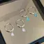 PNPIA- Bông tai mặt dây chuyền Zircon giọt tinh tế Tính khí thời trang đơn giản Tai nữ Bule Phụ kiện trang sức Quà tặng