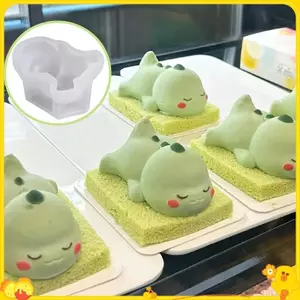 Khủng Long Dễ Thương Mousse Khuôn Pudding Khuôn Silicon Custard Khuôn Bánh Khuôn Hoạt Hình Xanh Dino Trang Trí Bánh Nướng Bánh Dụng Cụ Làm Bánh