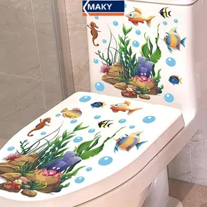 MAKY Toilet Stier Dính Chắc Chắn Vệ Sinh Stier Trang Trí Cá Biển Vệ Sinh Stier Dính Chống Thấm Nước Cho Gia Đình VN