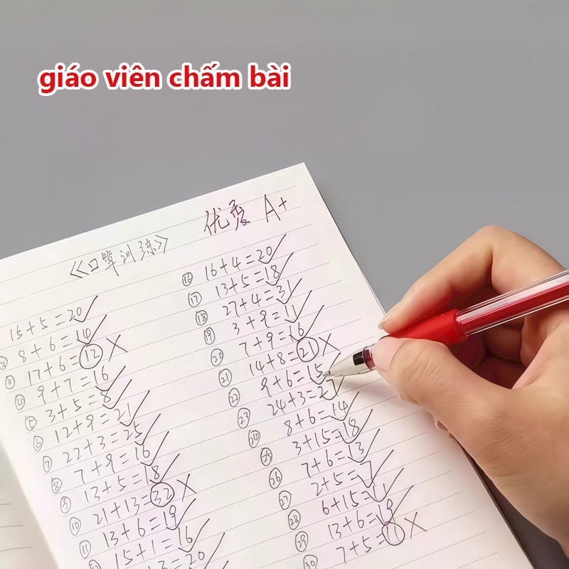 Bút Bi Nước Học Sinh Văn Phòng Viết Mượt Không Lem Combo 20 Bút Ngòi 0.5mm Mực Đen/Xanh/Đỏ